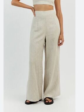 DISSH Linen Natural Flare Pants Willow AU 6 / US 2 NWT